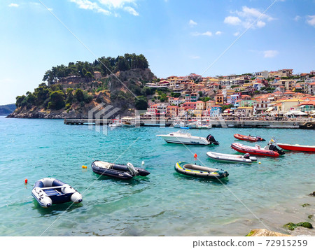 Panoramic view of Parga greek sea resort at Ionian sea, Greece Panoramic view of Parga greek sea resort at Ionian sea, Greece 72915259