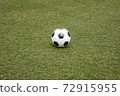 Soccer ball on the soccer ground 72915955
