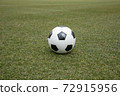 Soccer ball on the soccer ground 72915956