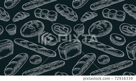 Pattern for bakery. Vector color hand drawn vintage engraving 72916339