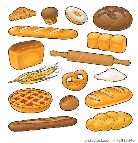 Set bread. Vector color illustration on the white background 72916346