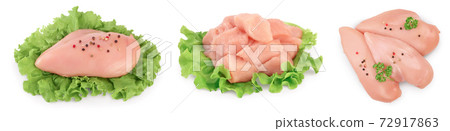 Fresh chicken fillet isolated on white background with full depth of field. Set or collection Fresh chicken fillet isolated on white background with full depth of field. Set or collection 72917863