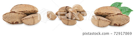 Brasil nuts in nutshell isolated on white background with clipping path and full depth of field. Set or collection Brasil nuts in nutshell isolated on white background with clipping path and full depth of field. Set or collection 72917869