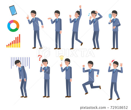 Male office worker in a suit Various pose illustration sets 72918652