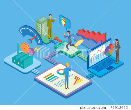 Image illustration of efficiency improvement by digitizing factories and sales activities 72918653