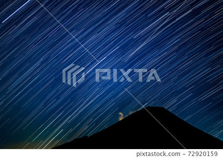 Yamanashi Prefecture Mt. Fuji and the trajectory of the stars (Lake Shoji) Yamanashi Prefecture Mt. Fuji and the trajectory of the stars (Lake Shoji) 72920159