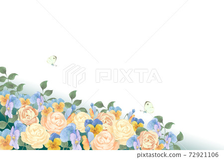 春天的花壇和蝴蝶的水彩插圖 72921106
