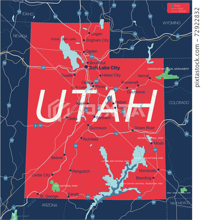 Utah state detailed editable map Utah state detailed editable map 72922832