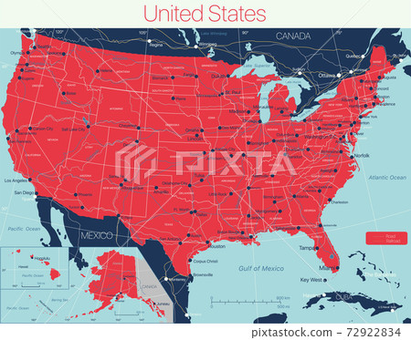 United States of America state detailed editable map United States of America state detailed editable map 72922834