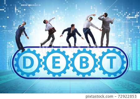 Conveyor belt with debt loan and businessman Conveyor belt with debt loan and businessman 72922853