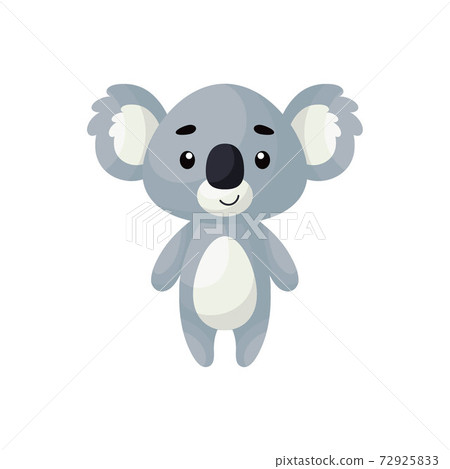 Cute little koala on white background. Cartoon... - Stock Illustration ...