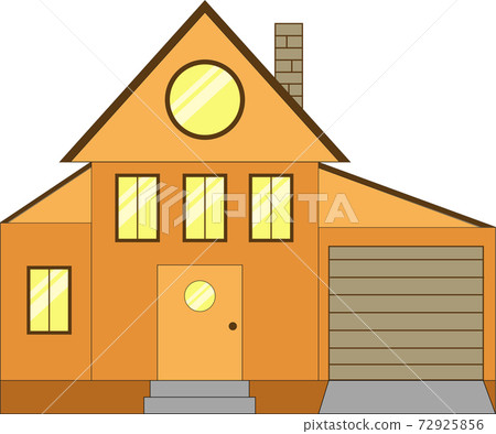 Isolated large brown house. Cottage vector in the village. 72925856
