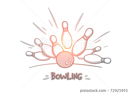 Bowling concept. Hand drawn isolated vector. Bowling concept. Hand drawn isolated vector. 72925955