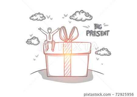 Big present concept. Hand drawn isolated vector. Big present concept. Hand drawn isolated vector. 72925956