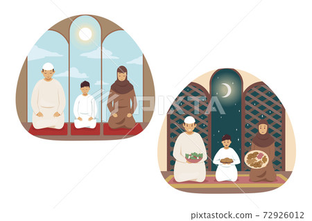 Islam, prayer, family, religion set concept 72926012