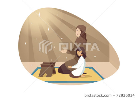 Religion, islam, leisure, God, Allah, motherhood, childhood concept Religion, islam, leisure, God, Allah, motherhood, childhood concept 72926034
