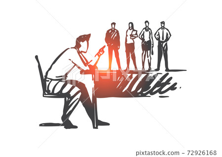Abusive leadership, power overuse concept sketch. Hand drawn isolated vector 72926168