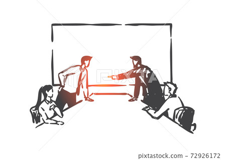 Business conflict, directors board competition concept sketch. Hand drawn isolated vector 72926172
