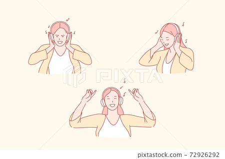 Listening to music, dance and relaxation, enjoyment concept 72926292