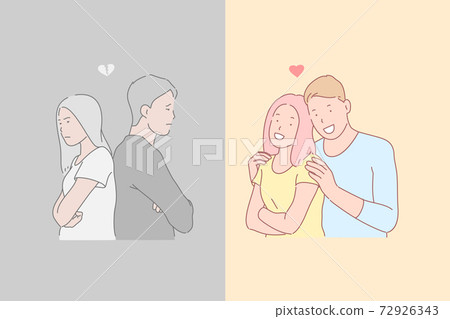 Human relations, disagreement and harmony, opposite emotions concept Human relations, disagreement and harmony, opposite emotions concept 72926343