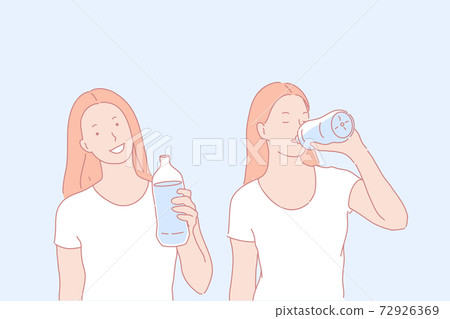 Regular water drinking, healthy habit concept Regular water drinking, healthy habit concept 72926369