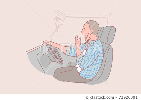 Sleepy, drunk, tired, truck driver concept 72926391