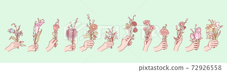 Set of flowers in hands concept Set of flowers in hands concept 72926558