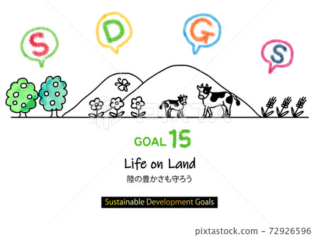 SDGs Goal 15 Image message and simple line art illustration SDGs Goal 15 Image message and simple line art illustration 72926596