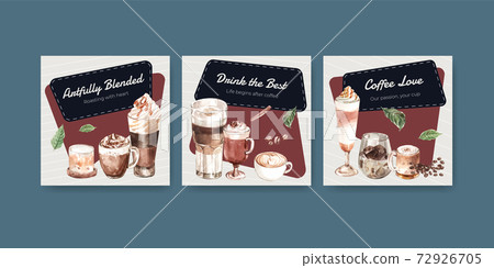Advertise template with Korean coffee style concept for business and marketing watercolor vector illustration Advertise template with Korean coffee style concept for business and marketing watercolor vector illustration 72926705