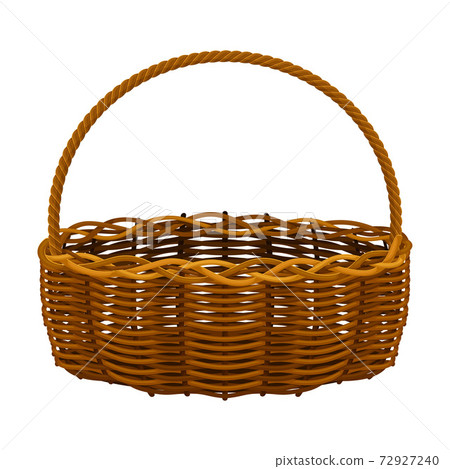 Woven Basket with Handle for Harvesting and Storage Vector Illustration 72927240