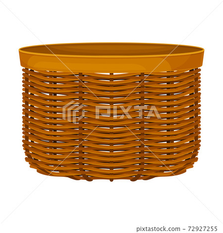 Wicker or Willow Basket Without Handle as Container for Harvesting and Storage Vector Illustration 72927255