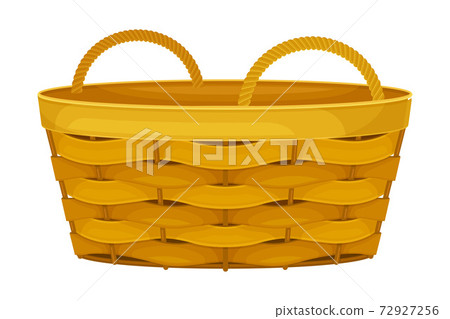 Basket Woven from Bark Strips as Container for Harvesting and Storage Vector Illustration 72927256