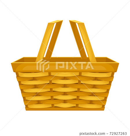 Basket Woven from Bark Strips as Container for Harvesting and Storage Vector Illustration 72927263