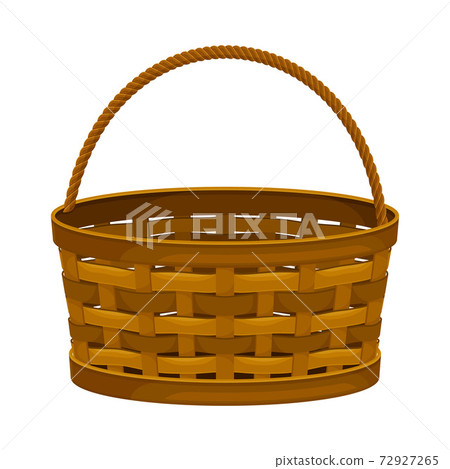 Wicker Basket as Container Woven from Stiff Fiber Vector Illustration 72927265