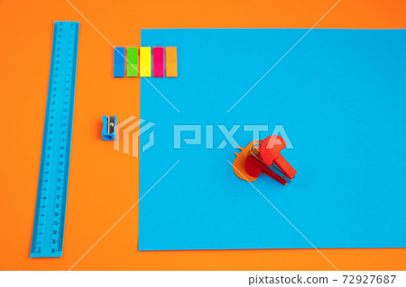 Stationery in bright pop colors with visual illusion effect, modern art 72927687