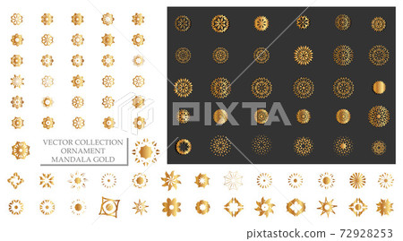 set of ornamental or mandala design collections in gold color. design vector illustration set of ornamental or mandala design collections in gold color. design vector illustration 72928253