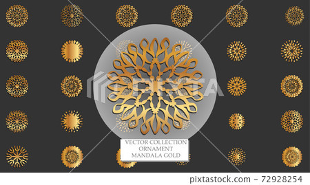 set of ornamental or mandala design collections in gold color. design vector illustration 72928254