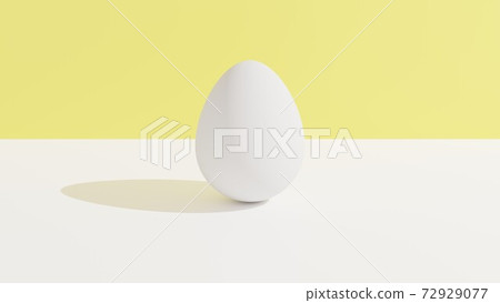 Egg on white table and yellow background. 3d rendering. Concept artwork. Egg on white table and yellow background. 3d rendering. Concept artwork. 72929077