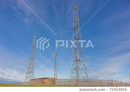 Winter view of radio transmitter towers, Werneth Low Country Park on the borders of Stockport and Tameside, Greater Manchester, UK. Winter view of radio transmitter towers, Werneth Low Country Park on the borders of Stockport and Tameside, Greater Manchester, UK. 72929950