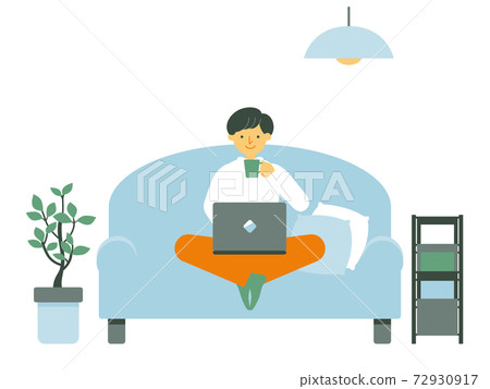 男孩在家中使用一台電腦 男孩在家中使用一台電腦 72930917