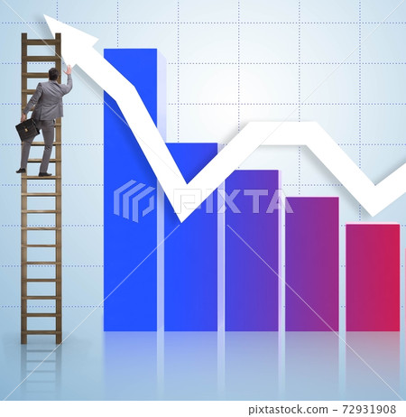 Businessman climbing towards growth in statistics 72931908
