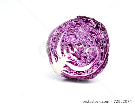 Fresh red or purple cabbage cut in half isolated on white background Fresh red or purple cabbage cut in half isolated on white background 72932074