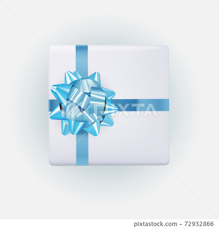 Blue Gift Box with Bow and Ribbon. Vector... - Stock Illustration ...
