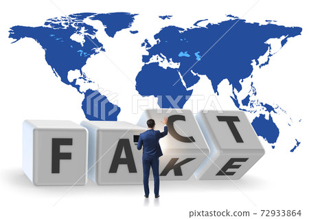 Face or fact concept with turning cubes Face or fact concept with turning cubes 72933864
