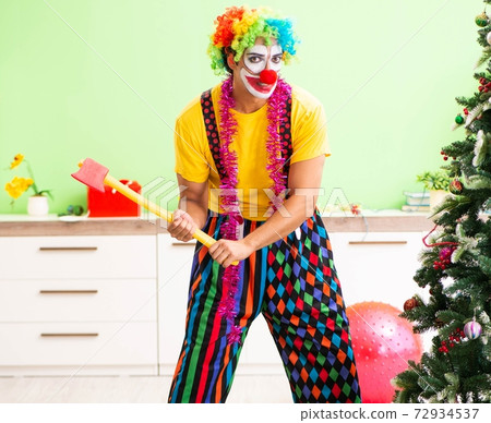 Funny clown in Christmas celebration concept 72934537