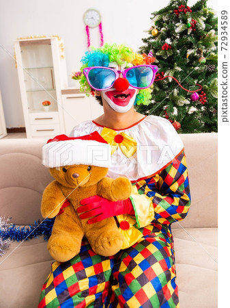 Funny clown in Christmas celebration concept 72934589