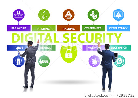Digital security concept with key elements 72935732