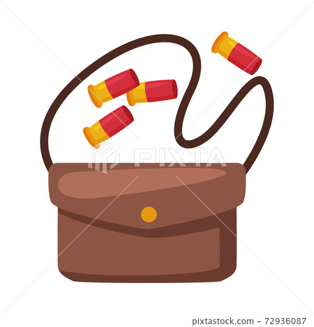 Leather Hunter Safari Bag and Bullets Flat Vector Illustration 72936087