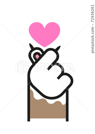 Cat paw shows sign love. Korean symbol Cat paw shows sign love. Korean symbol 72936261