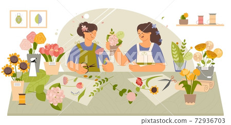 Flower Arrangement Flat Composition 72936703